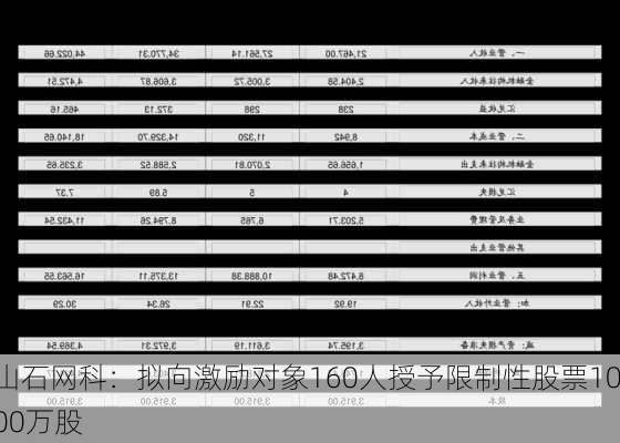 山石网科：拟向激励对象160人授予限制性股票1000万股