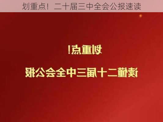 划重点！二十届三中全会公报速读