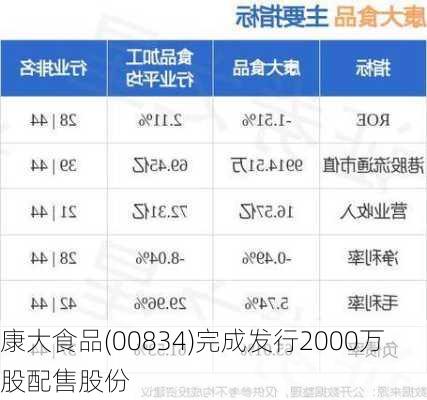 康大食品(00834)完成发行2000万股配售股份