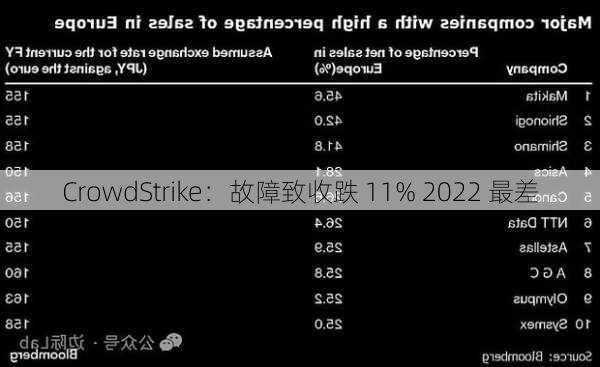 CrowdStrike：故障致收跌 11% 2022 最差