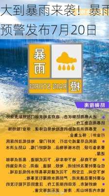 大到暴雨来袭！暴雨预警发布7月20日