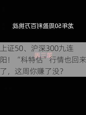 上证50、沪深300九连阳！“科特估”行情也回来了，这周你赚了没？