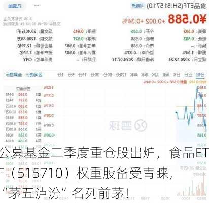 公募基金二季度重仓股出炉，食品ETF（515710）权重股备受青睐，“茅五泸汾”名列前茅！