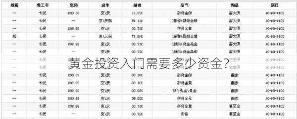 黄金投资入门需要多少资金？