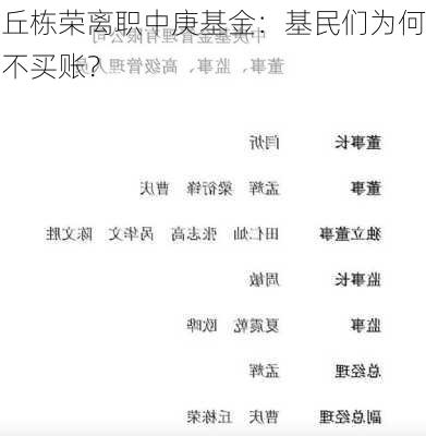 丘栋荣离职中庚基金：基民们为何不买账？