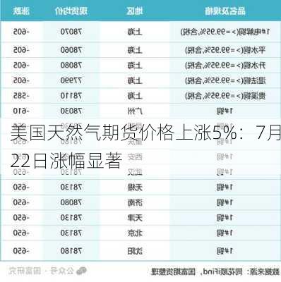 美国天然气期货价格上涨5%：7月22日涨幅显著