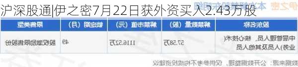 沪深股通|伊之密7月22日获外资买入2.43万股