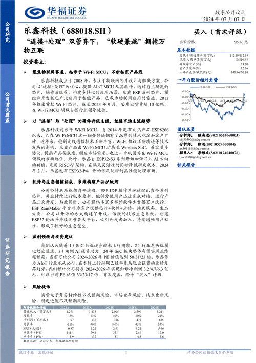 乐鑫科技：2024年半年度净利润预计同比增135%