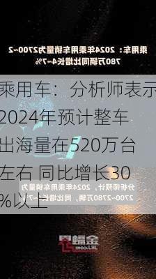 乘用车：分析师表示2024年预计整车出海量在520万台左右 同比增长30%以上