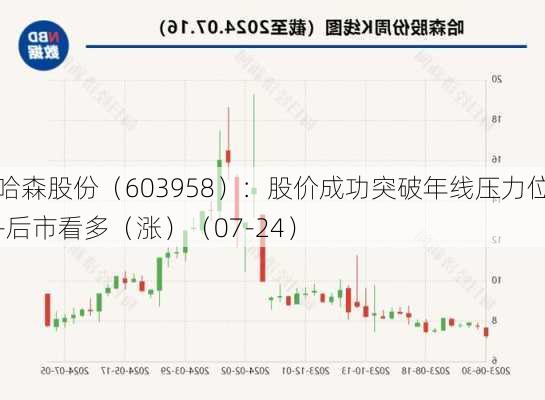 哈森股份（603958）：股价成功突破年线压力位-后市看多（涨）（07-24）