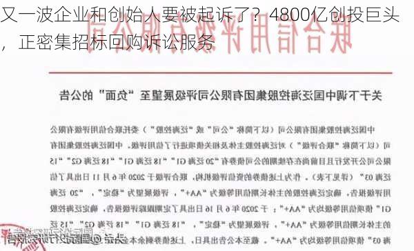 又一波企业和创始人要被起诉了？4800亿创投巨头，正密集招标回购诉讼服务