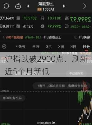 沪指跌破2900点，刷新近5个月新低