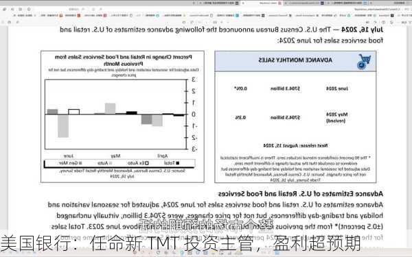 美国银行：任命新 TMT 投资主管，盈利超预期