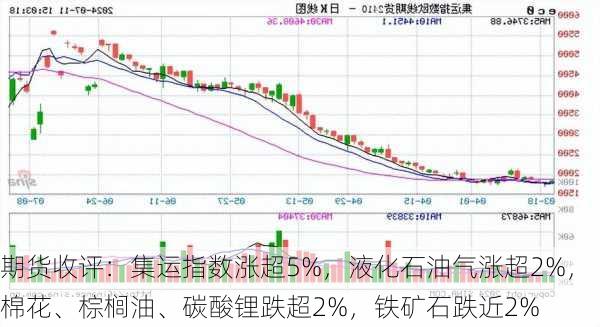 期货收评：集运指数涨超5%，液化石油气涨超2%，棉花、棕榈油、碳酸锂跌超2%，铁矿石跌近2%