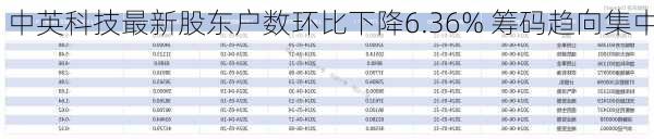 中英科技最新股东户数环比下降6.36% 筹码趋向集中