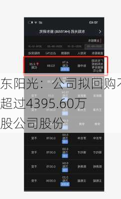 东阳光：公司拟回购不超过4395.60万股公司股份