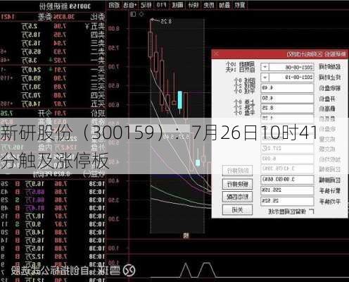 新研股份（300159）：7月26日10时41分触及涨停板