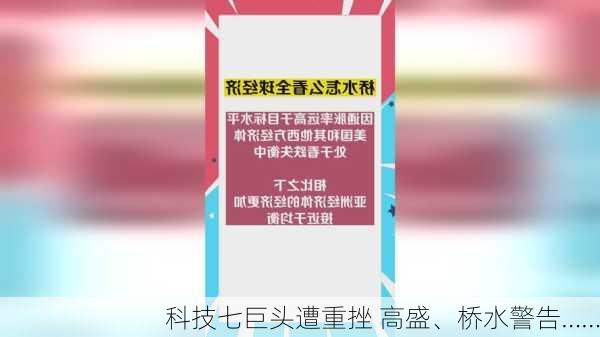 科技七巨头遭重挫 高盛、桥水警告……