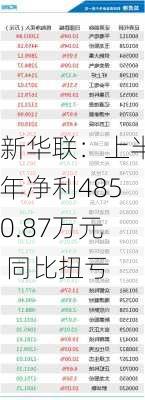 新华联：上半年净利4850.87万元 同比扭亏