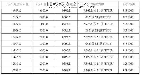 期权权利金怎么算