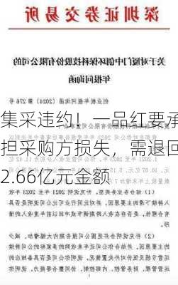 集采违约！一品红要承担采购方损失，需退回2.66亿元金额