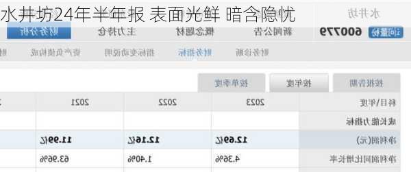 水井坊24年半年报 表面光鲜 暗含隐忧