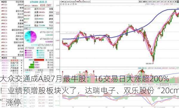 大众交通成A股7月最牛股：16交易日大涨超200%！业绩预增股板块火了，达瑞电子、双乐股份“20cm”涨停