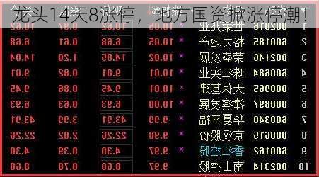 龙头14天8涨停，地方国资掀涨停潮！