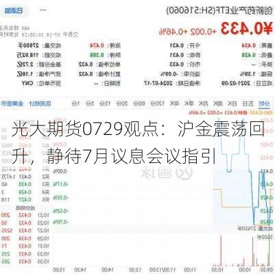 光大期货0729观点：沪金震荡回升，静待7月议息会议指引