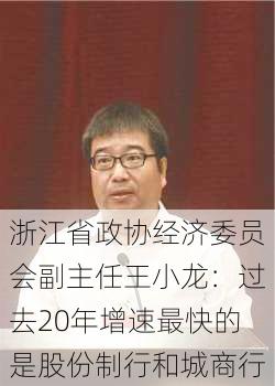 浙江省政协经济委员会副主任王小龙：过去20年增速最快的是股份制行和城商行