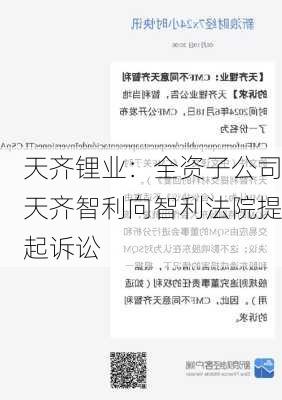 天齐锂业：全资子公司天齐智利向智利法院提起诉讼