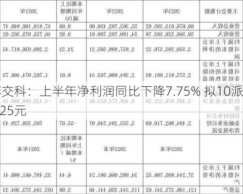 苏交科：上半年净利润同比下降7.75% 拟10派0.25元