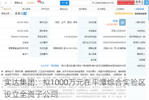 实达集团：拟1000万元在平潭综合实验区设立全资子公司