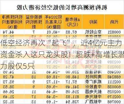 低空经济再次“起飞”，近4亿元主力资金杀入这只龙头股！超跌+高增长潜力股仅5只