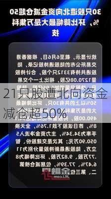 21只股遭北向资金减仓超50%