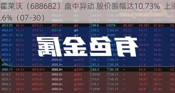 霍莱沃（688682）盘中异动 股价振幅达10.73%  上涨8.6%（07-30）