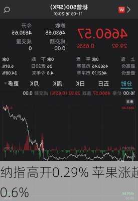 纳指高开0.29% 苹果涨超0.6%