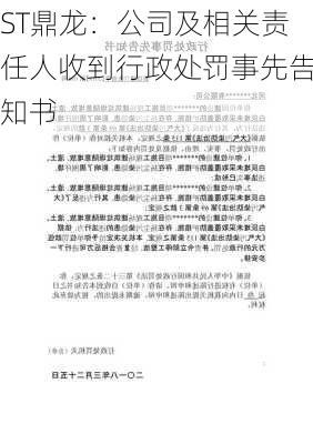 ST鼎龙：公司及相关责任人收到行政处罚事先告知书