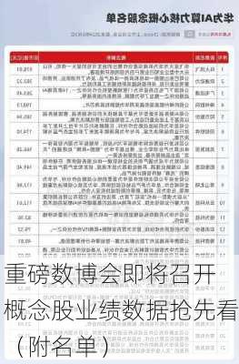 重磅数博会即将召开 概念股业绩数据抢先看（附名单）