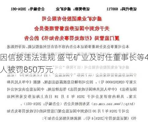 因信披违法违规 盛屯矿业及时任董事长等4人被罚850万元