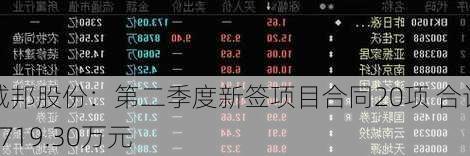 诚邦股份：第二季度新签项目合同20项 合计4719.30万元