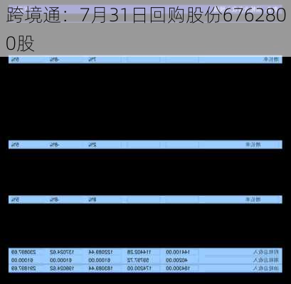 跨境通：7月31日回购股份6762800股