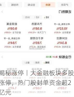 揭秘涨停丨大金融板块多股涨停，热门股封单资金超2亿元