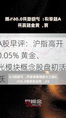 A股早评：沪指高开0.05% 黄金、光模块概念股盘初活跃