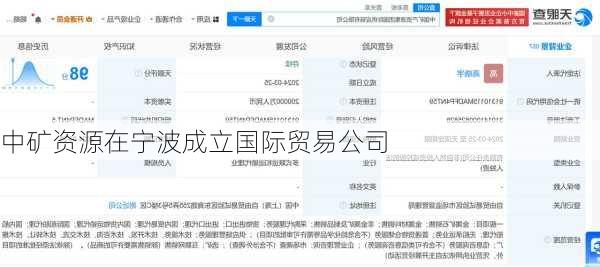 中矿资源在宁波成立国际贸易公司