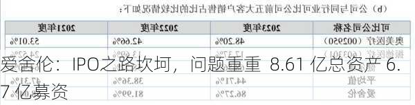 爱舍伦：IPO之路坎坷，问题重重  8.61 亿总资产 6.7 亿募资