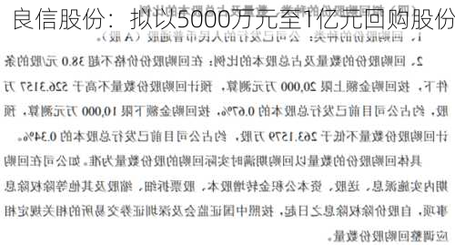 良信股份：拟以5000万元至1亿元回购股份