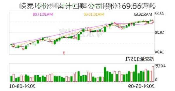 嵘泰股份：累计回购公司股份169.56万股