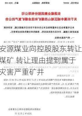 安源煤业向控股股东转让煤矿 转让理由提到属于灾害严重矿井