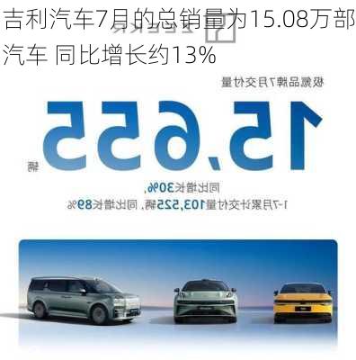 吉利汽车7月的总销量为15.08万部汽车 同比增长约13%